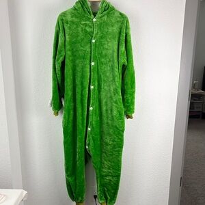 Vibrant Green Men's Fleece Onesie